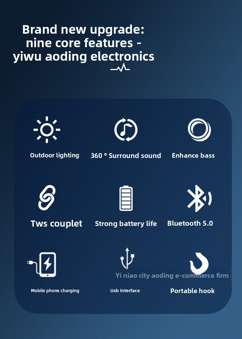 2022New Outdoor Tent Light Bluetooth Speaker Camping Light Camping Light Mobile Phone Emergency Charging Home Lighting