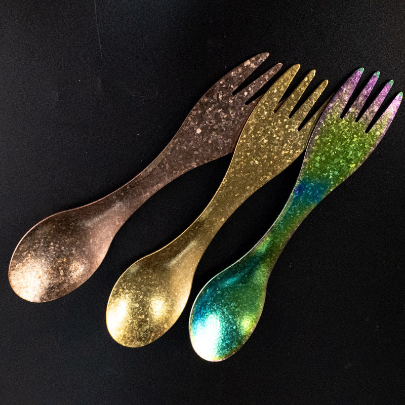 Pure Titanium Multifunctional Spoon Fork Ice Flower Camping Outdoor Crystal Fork Household Lightweight Spoon Creative High-Value Colorful