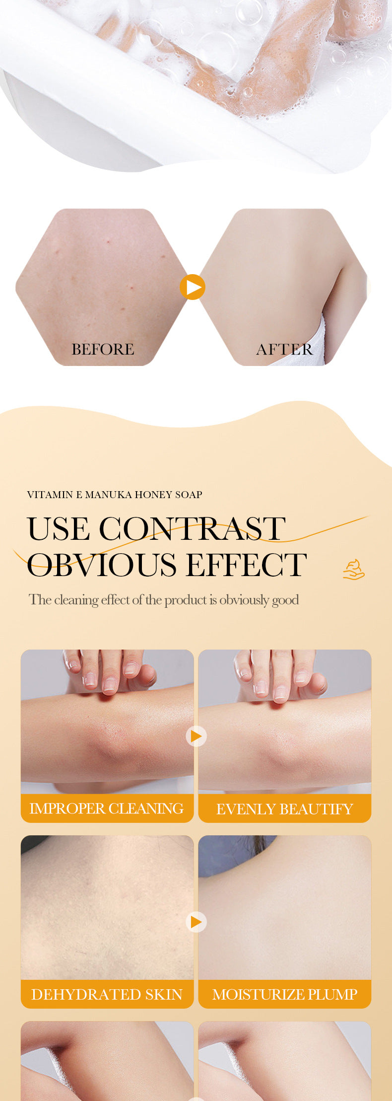 All English Vitamins E Soap BIOAOUA Honey Cleansing Bath Essential Oil Soap  Foreign Trade Wholesale