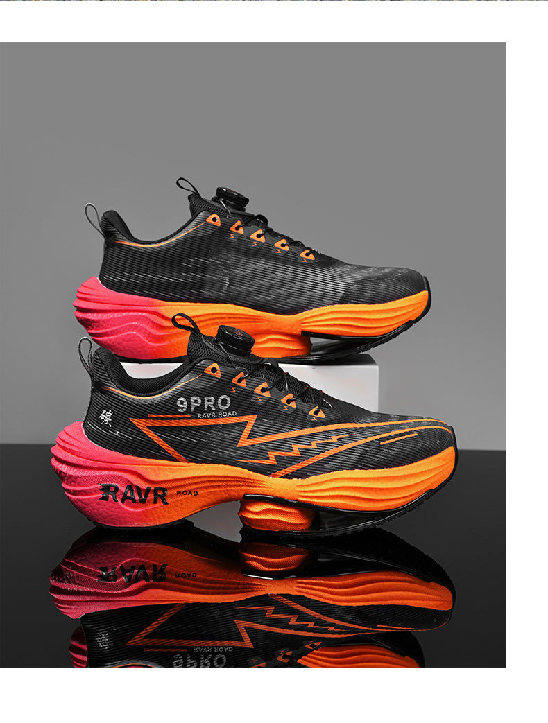 2025Autumn Winter Casual Fashion Double Mesh Knob Buckle Sneakers Super High Elastic Soft Sole Carbon Plate Anti-Slip Running Shoes