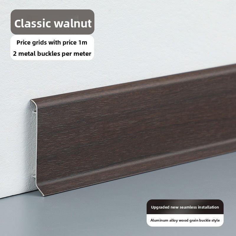 Thickened aluminum alloy skirting board, snap-on metal baseboard, self-adhesive, seamless, stainless steel skirting board for home use