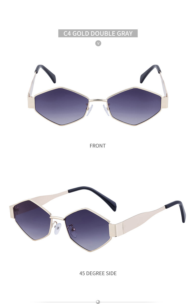 European and American Fashion Irregular Metal Sunglasses for Women Trendy Personality Wide Temple Sunglasses Wholesale sunglass