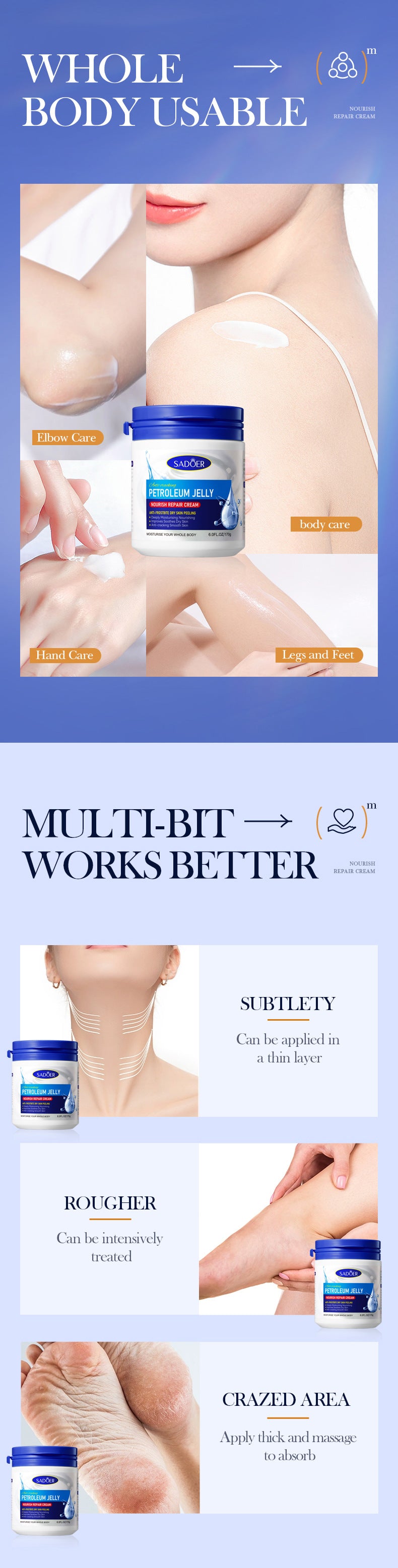 Repair cream170g SADOER Vaseline Vitamin C Hydrating and Moisturizing Face Cream Cross-Border Wholesale