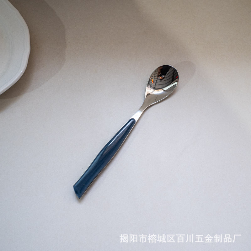 Gift Tableware5Main Stainless Steel Knife Fork Spoon Plastic Handle Hotel Real Tableware Western Knife Fork Spoon Set