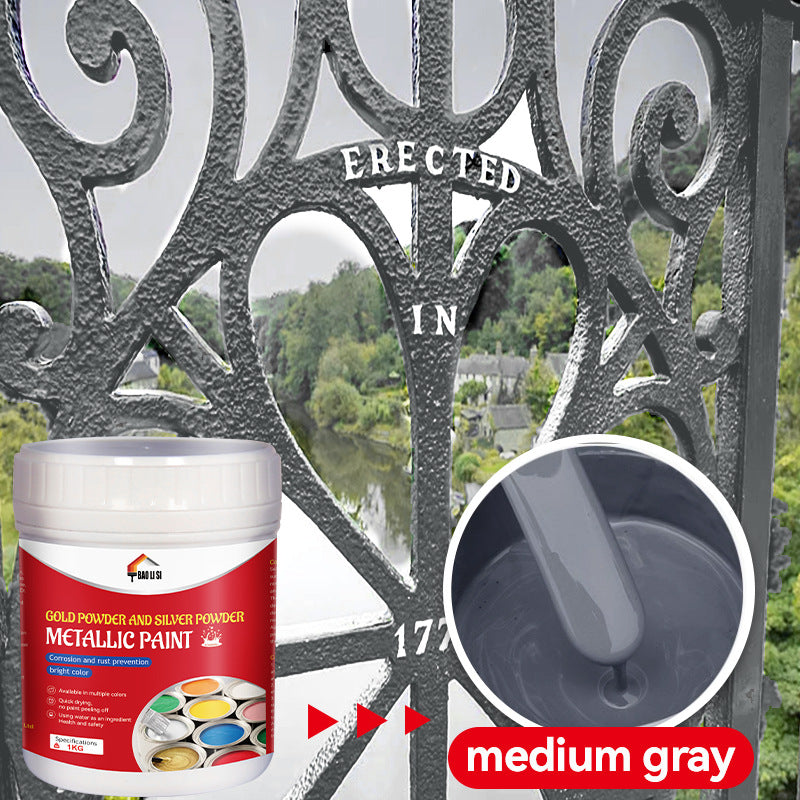 Gold and Silver Latex Paint baolisi Iron Art Steel Color Steel Tile Renovation Coating Anti-Rust Industrial Metal Paint