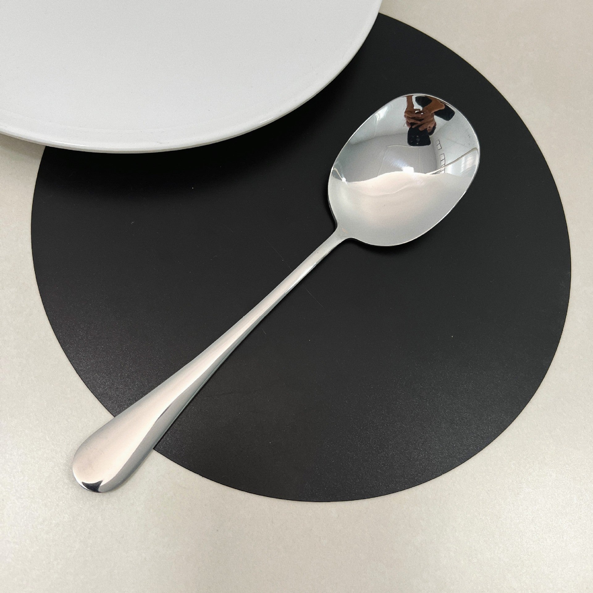 Hotel Stainless Steel Serving Spoon Restaurant Large Serving Spoon Soup Spoon Service Spoon Large Spoon Thickened Canteen Public Spoon
