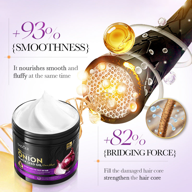 Cross-border Hair Mask500g Onion Black Seed Oil Smooth Hair Mask500g Foreign Trade Manufacturer Wholesale