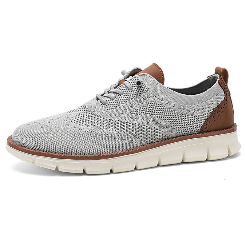 2025New Large Size Flyknit Casual Trendy Shoes Men's Brogue Carved Loafers Executive Business Shoes