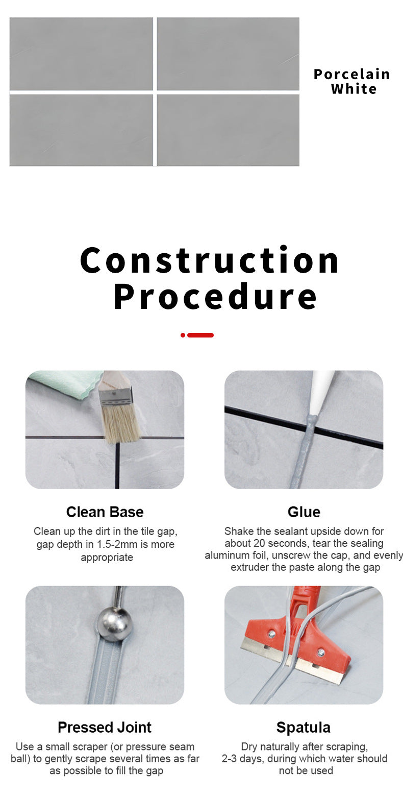 Water-Based Grout Sealant Tile Kitchen Bathroom Waterproof Mildew-Proof Grout Adhesive Sink Toilet Grout Sealant