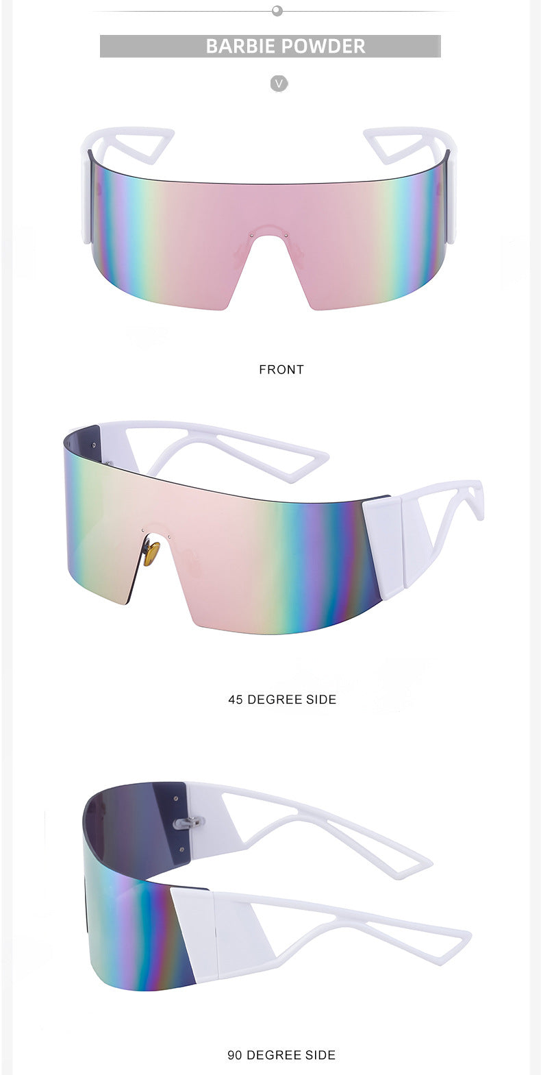 Outdoor Sports Cycling Glasses for Women, Colorful Integrated Windproof Sunglasses, Trendy European and American Style, Large Frame Sunshade and Sun Protection Sunglasses