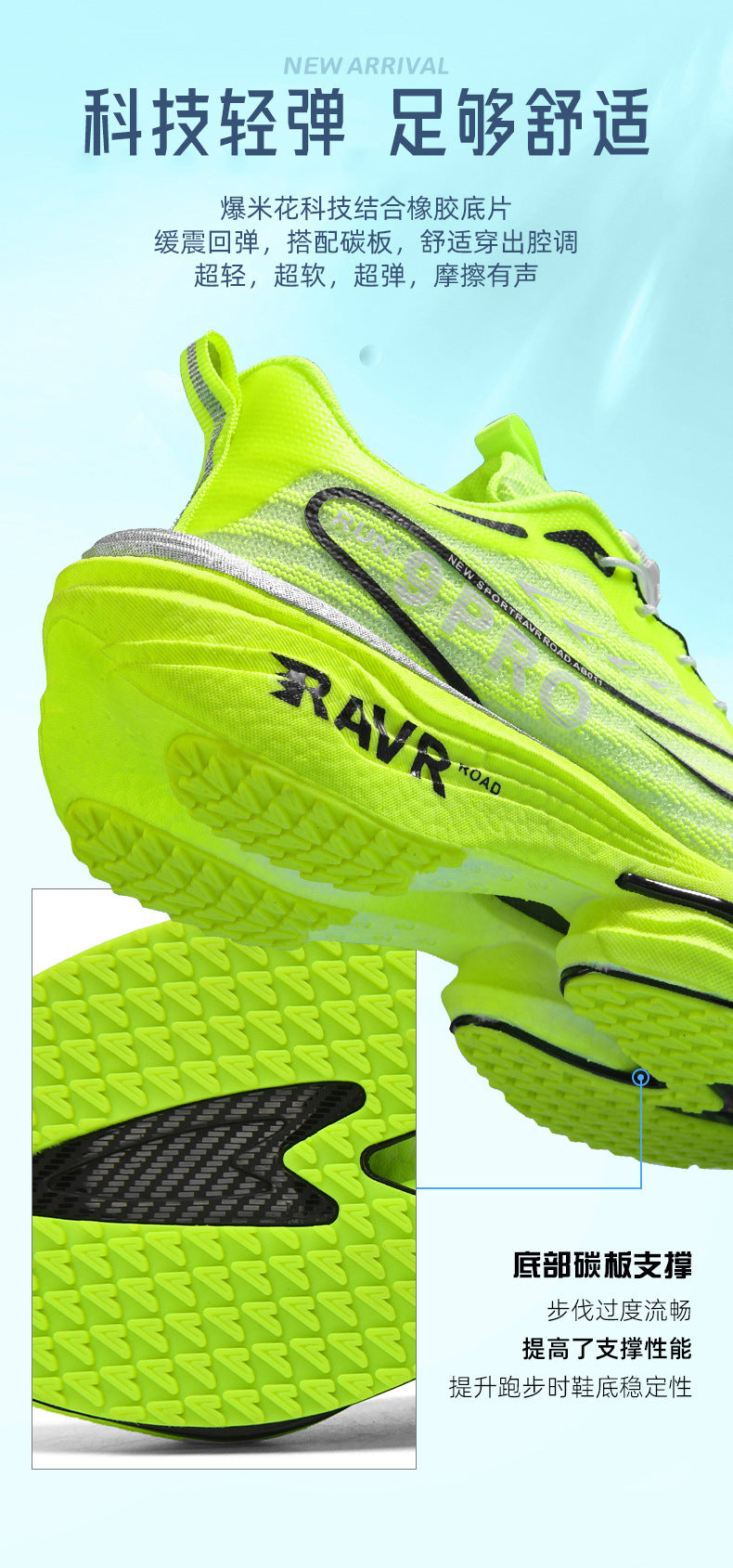 2025Autumn Winter New Breathable Double Mesh Knob Buckle Sports Shoes Couple High Elastic Popcorn Soft Bottom Carbon Plate Running Shoes