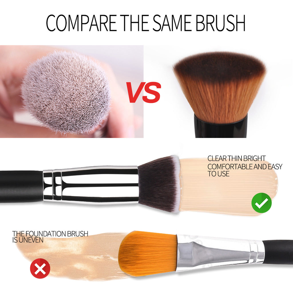 ANGLICOLOR Beauty Flat Head Foundation Brush Soft Thin Handle Makeup Brush Portable Soft Bristle Wooden Handle Beauty Brush