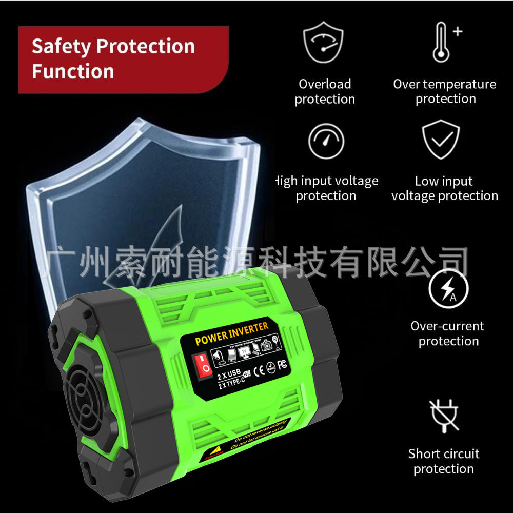 Vehicle Inverter200W300W600W12V Turn110V/220V With dual sockets USB/Type-C Converter