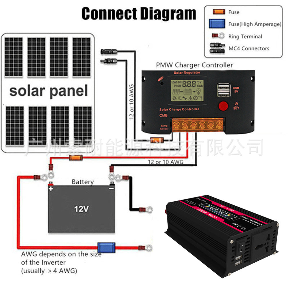 300W Vehicle Inverter12V Turn110V220V Double USB Smart screen car power inverter
