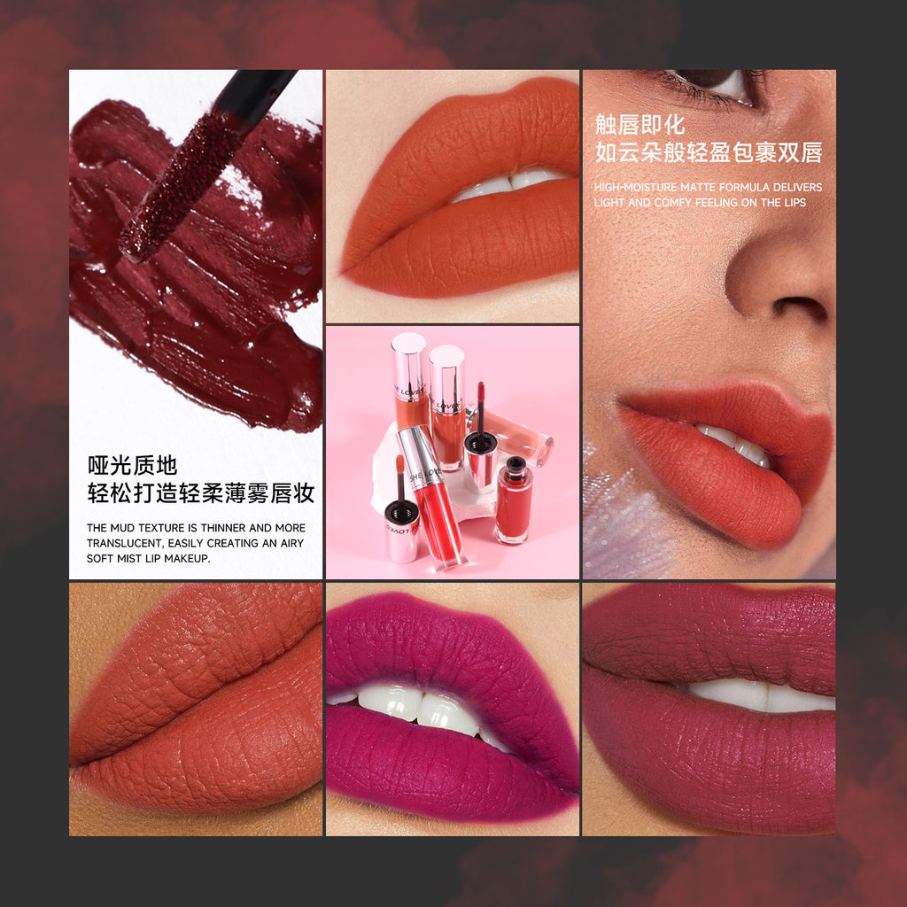 SHELOVES Waterproof Non-Stick Cup Lip Gloss Matte Velvet Liquid Lipstick Wholesale Factory
