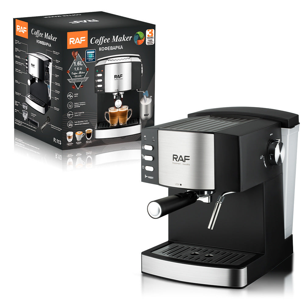 RAF Coffee Machine Household European Standard Italian Style Small Semi-Automatic High Pressure Steam Milk Frothing Office Use