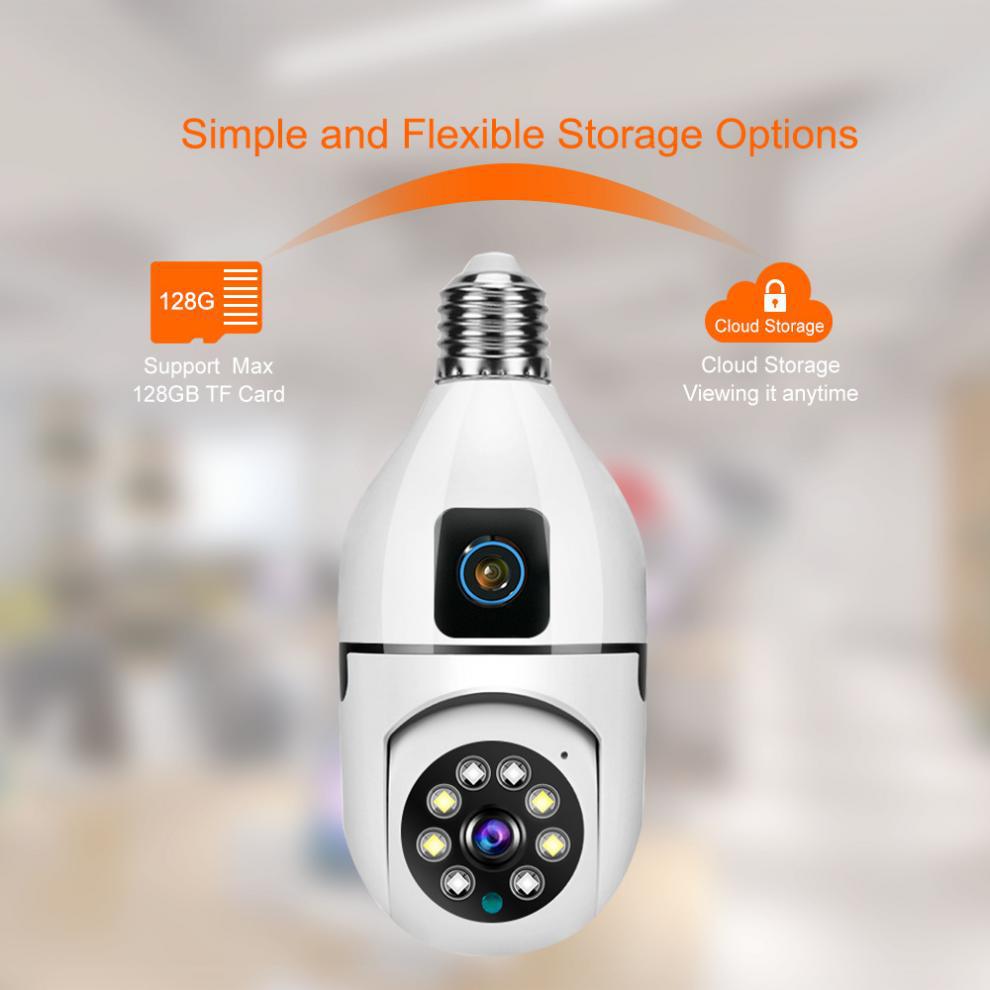 V380Binocular Bulb WiFi Camera Day and Night Full Color Panoramic HD Dual Lens Wireless Surveillance Camera
