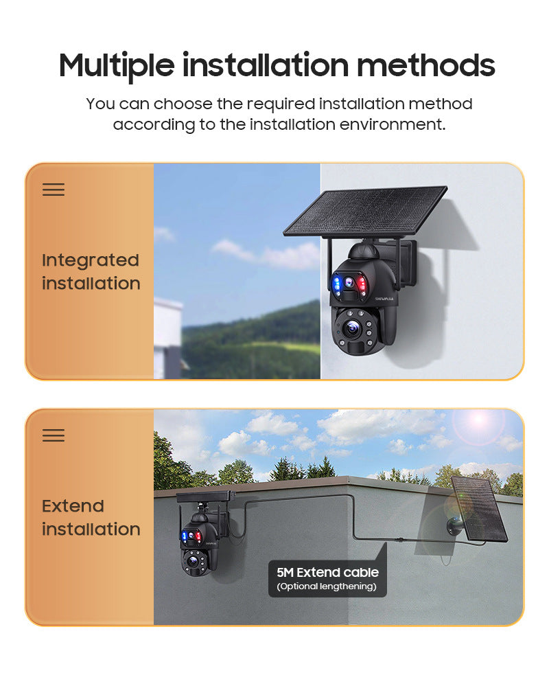Factory Private Model600Wan HD Solar Camera Full Metal Farm20Night Vision Dual Lens Camera