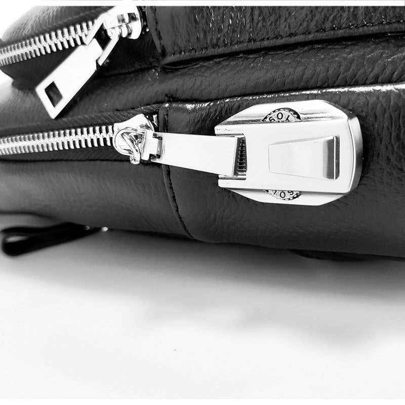Anti-theft Bag Cowhide Chest Bag Password Lock Outdoor Sports Genuine Leather Single Shoulder Crossbody Bag Anti-theft Password Lock