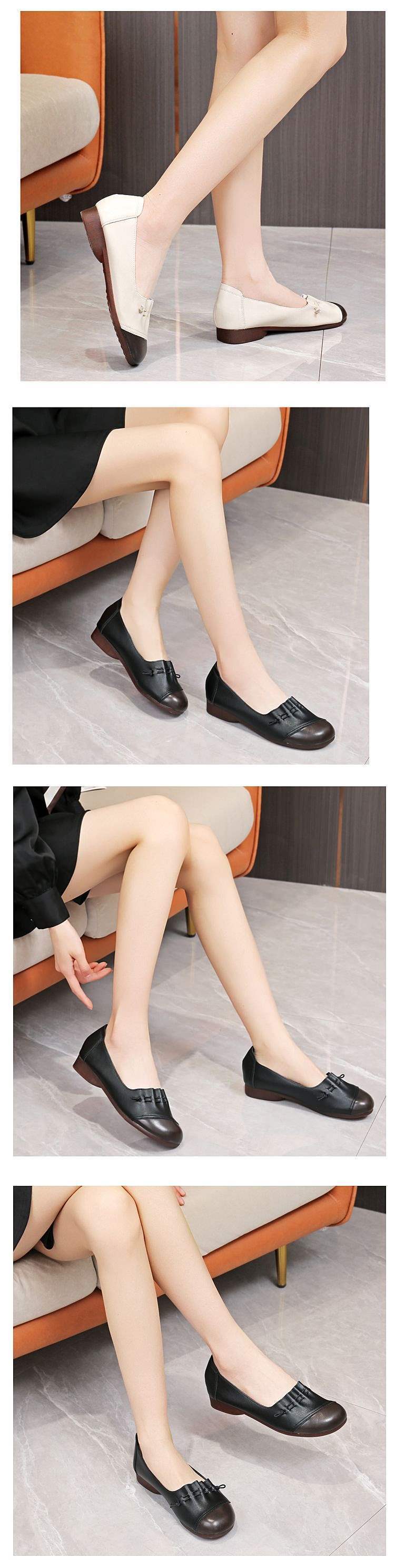 Soft Bottom2025New Spring and Summer Women's Casual Leather Shoes Flat Bottom Middle-aged and Elderly ladieswear Shoes Non-slip Women's Shoes