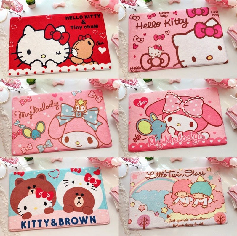 Flannel Mat Cartoon Kitty Bathroom Water Absorption Non-Slip Door Mat Pudding Dog Bathroom Mat Labeling and Dropshipping