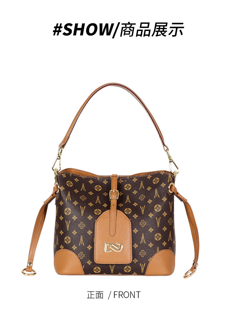 Trolis New Trendy Fashion Retro Bucket Bag Color-Block Personality Stylish Handbag High-Quality Crossbody Bag