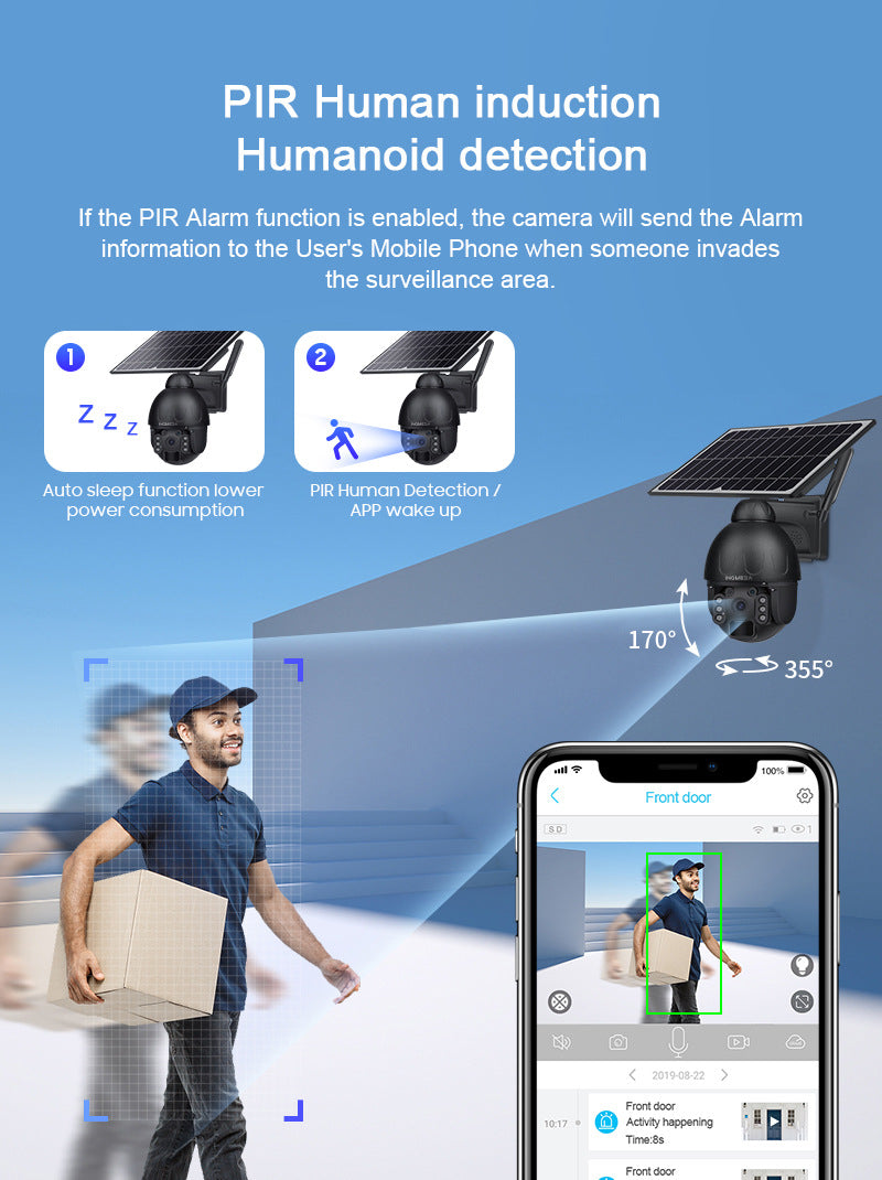 4G Solar-powered HD Camera3MP Full Color Night Vision Surveillance Wireless WiFi Solar-Powered Smart Dome Camera