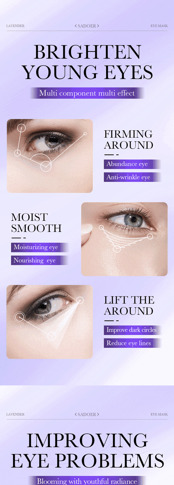 Lavender Collagen Eye Mask80gSADOER Firming and Moisturizing Eye Mask Patch  Wholesale