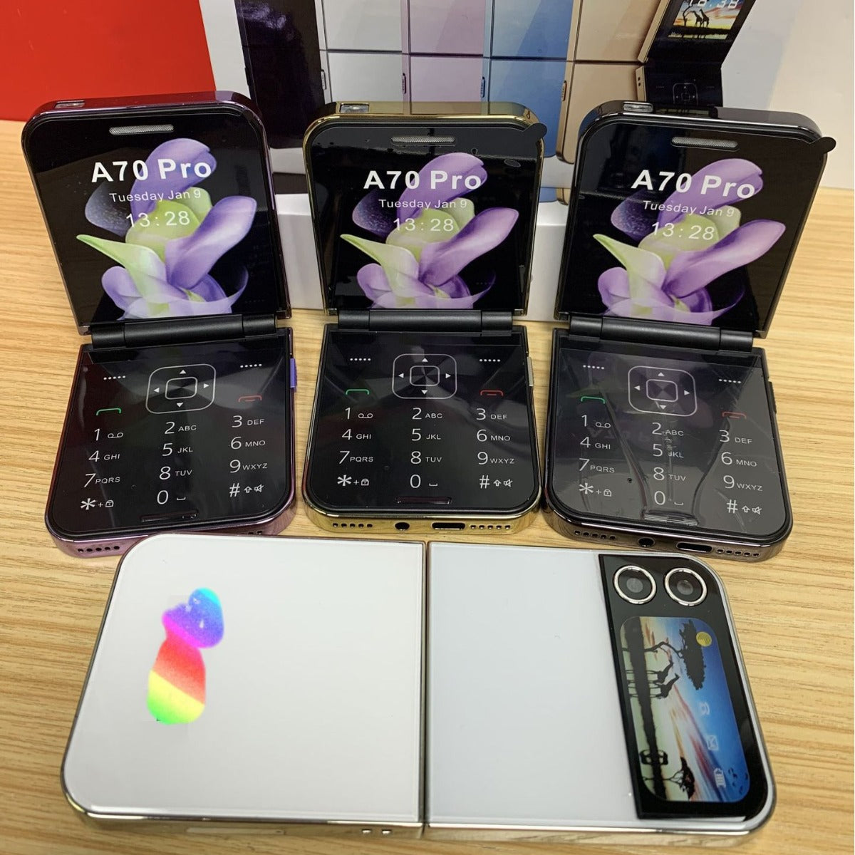 A70pro Flip Phone Mini Feature Phone Foldable Phone with Buttons2G Foreign Language Multi-Language