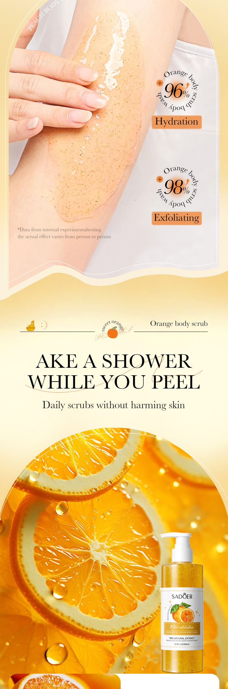Fruit Body Wash300mlSADOER Kiwi Body Scrub Shower Gel  Wholesale