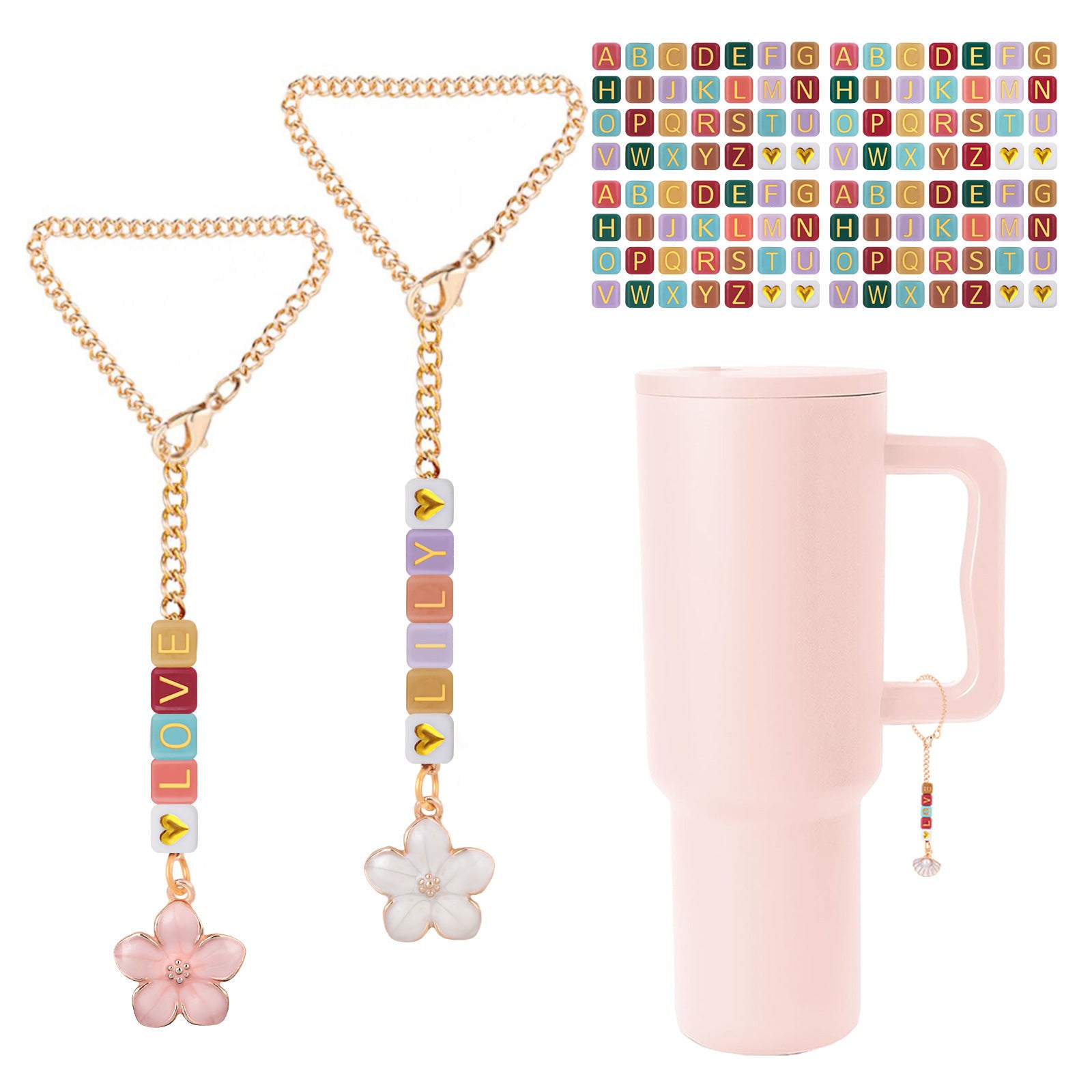 New Couple Bracelet Jewelry Chain diy Acrylic Colorful Heart Letter Cup Chain Accessory