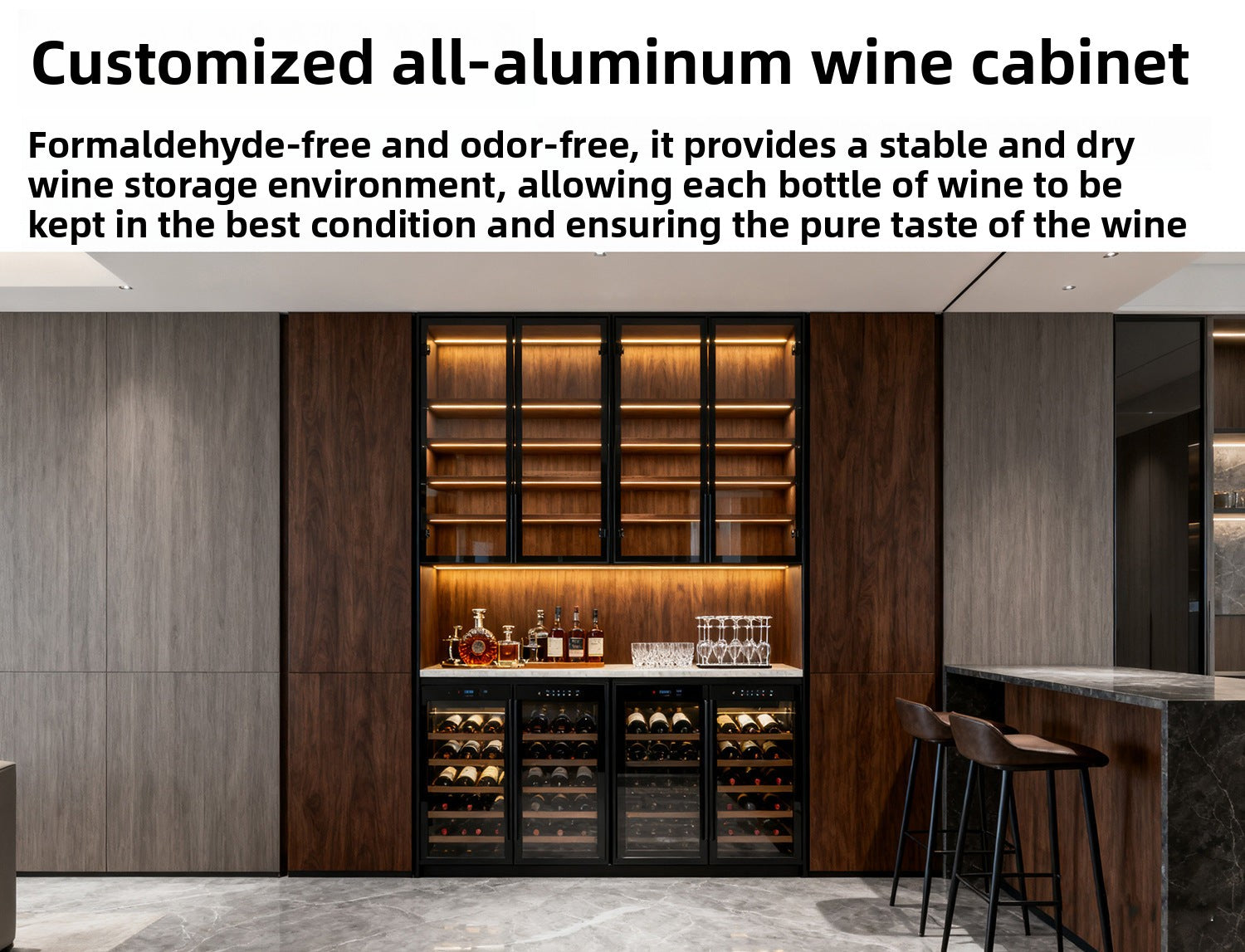 Custom Aluminum Alloy TV Cabinet Combination Wall Cabinet Modern Simple Storage Bookcase Wine Cabinet Integrated Wall-Mounted Living Room