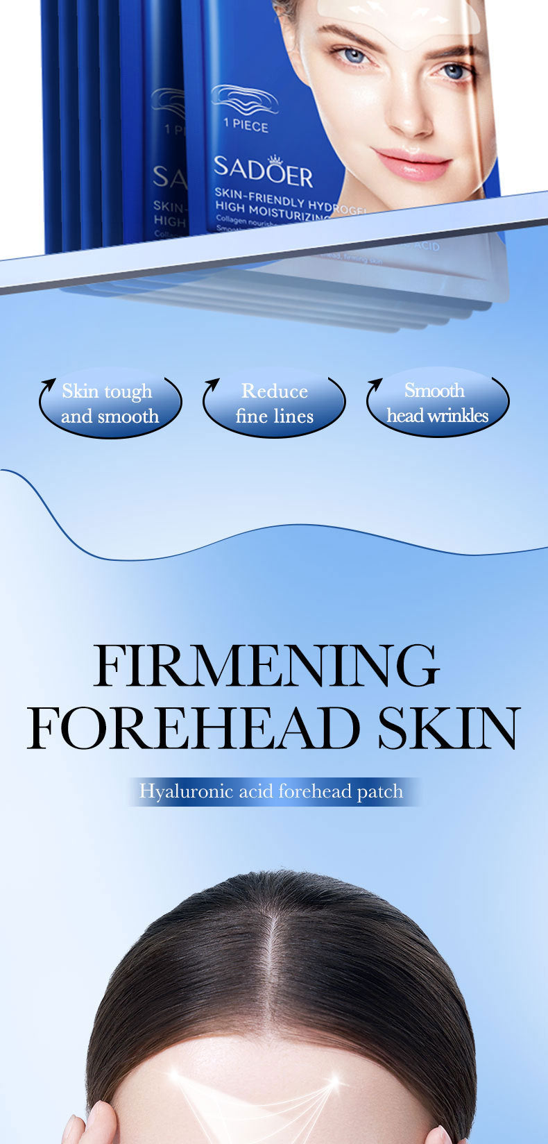 Hyaluronic Acid Forehead Patch SADOER Collagen Firming Improves Forehead Wrinkles  Wholesale