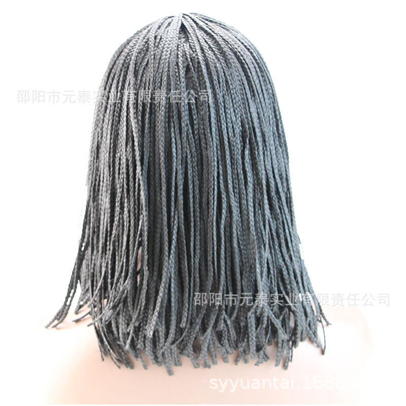 In Stock Bangs Medium-Length Small Braided Hairpiece Black Afro Fringe Braid Wigs