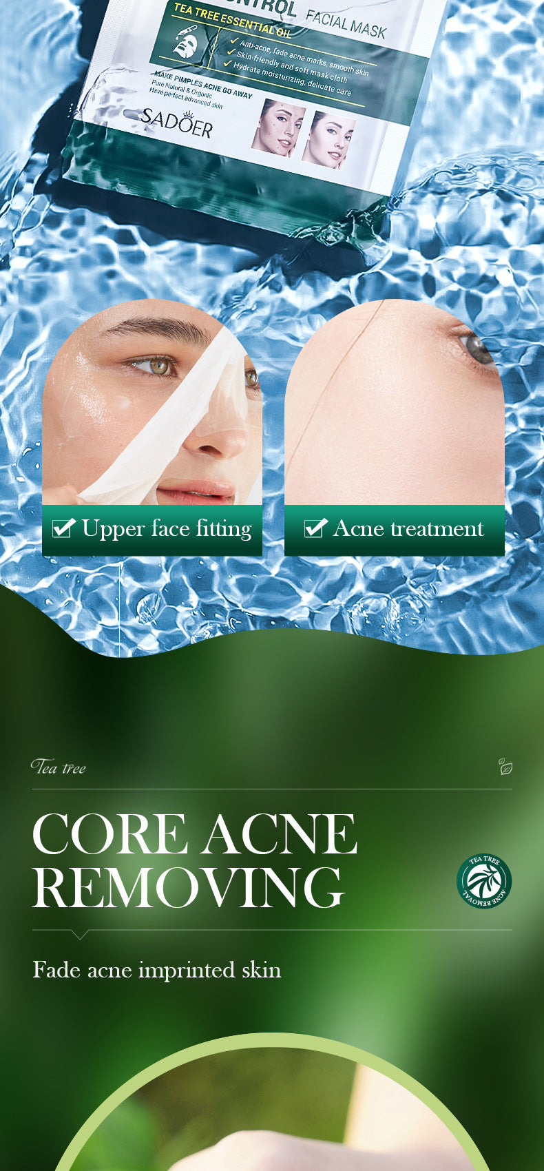 Tea Tree Facial Mask25g SADOER Refreshing Moisturizing Tablets for  Wholesale