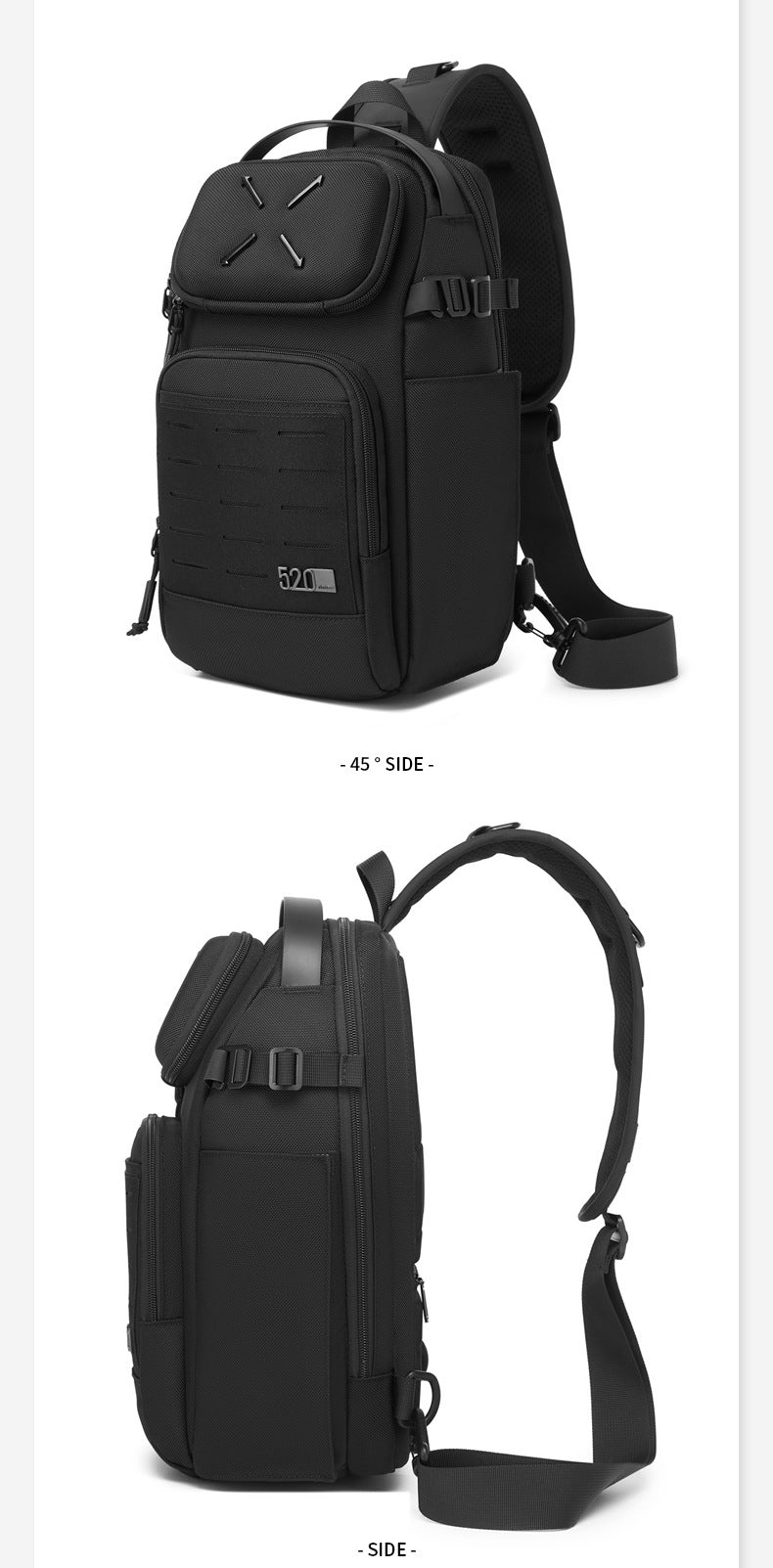 ozuko Men's Chest Bag Crossbody Bag High-end Waterproof Large Capacity Trendy Men's Shoulder Bag Commuting Portable Bag