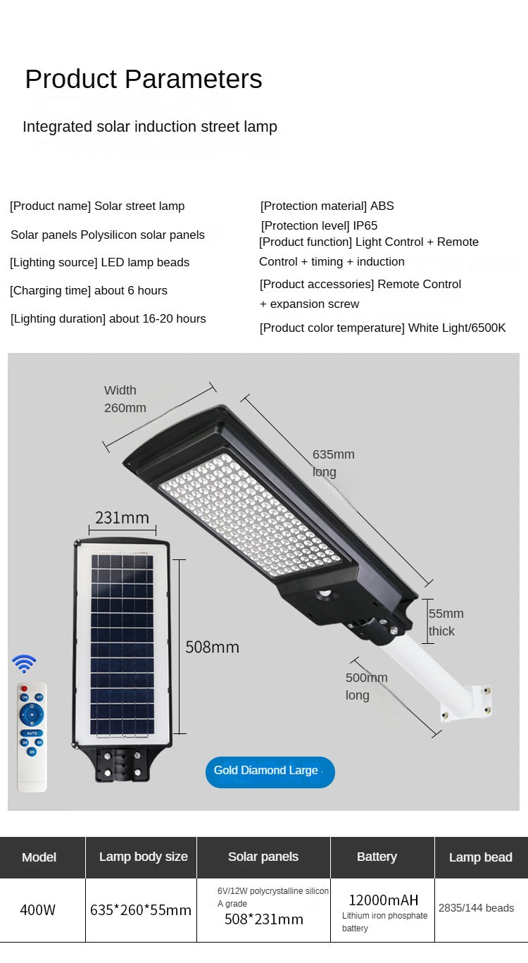 Outdoor Road Lighting Highway Project Waterproof Rain Energy-Saving Solar Integrated Led Lights