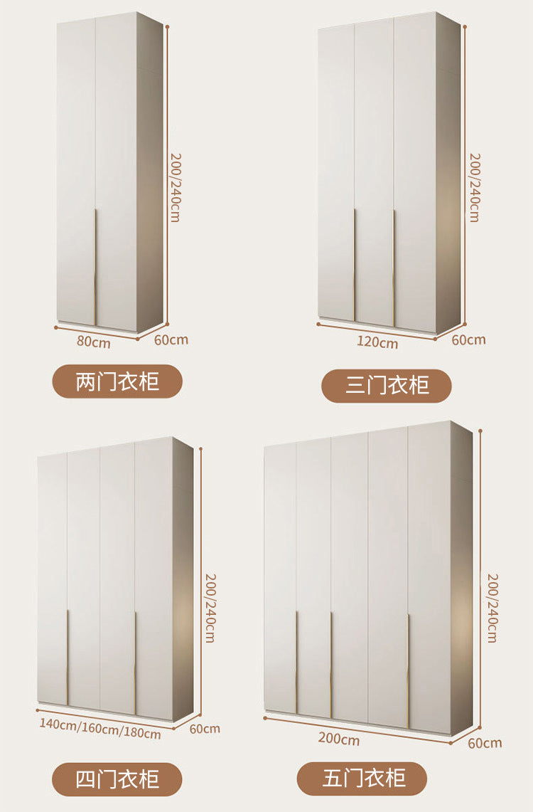 Cream Style Solid Wood Wardrobe Modern Simple Bedroom Storage Cabinet One Door to Ceiling Economical Small Apartment Home Large Wardrobe