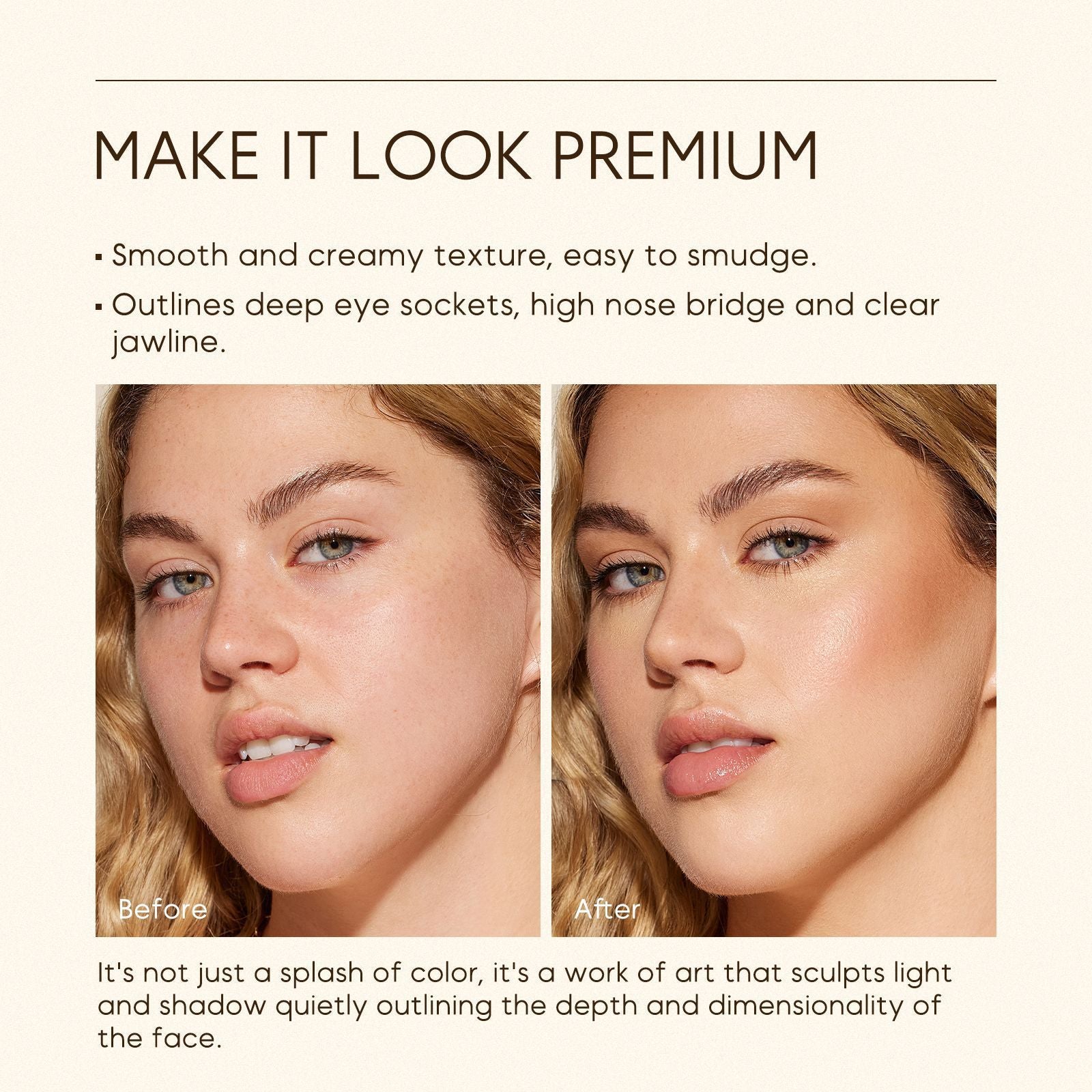 Contour Cream Waterproof Contouring Cream Durable Highlighter Natural Highlight Shadow Cream