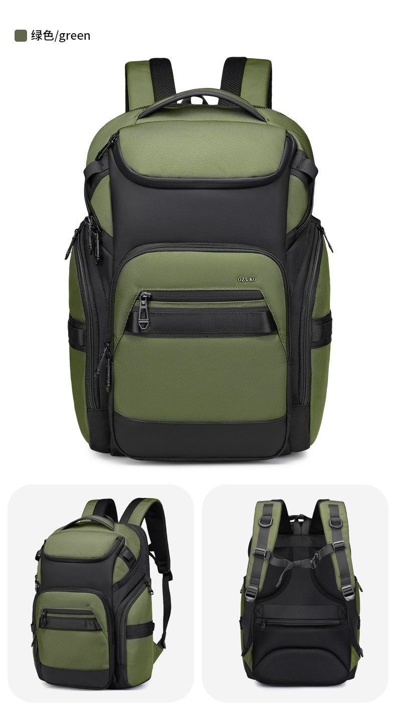 OZUKO Business Backpack Men's Computer Backpack Waterproof Large Capacity Commuting Simple High-end School Bag