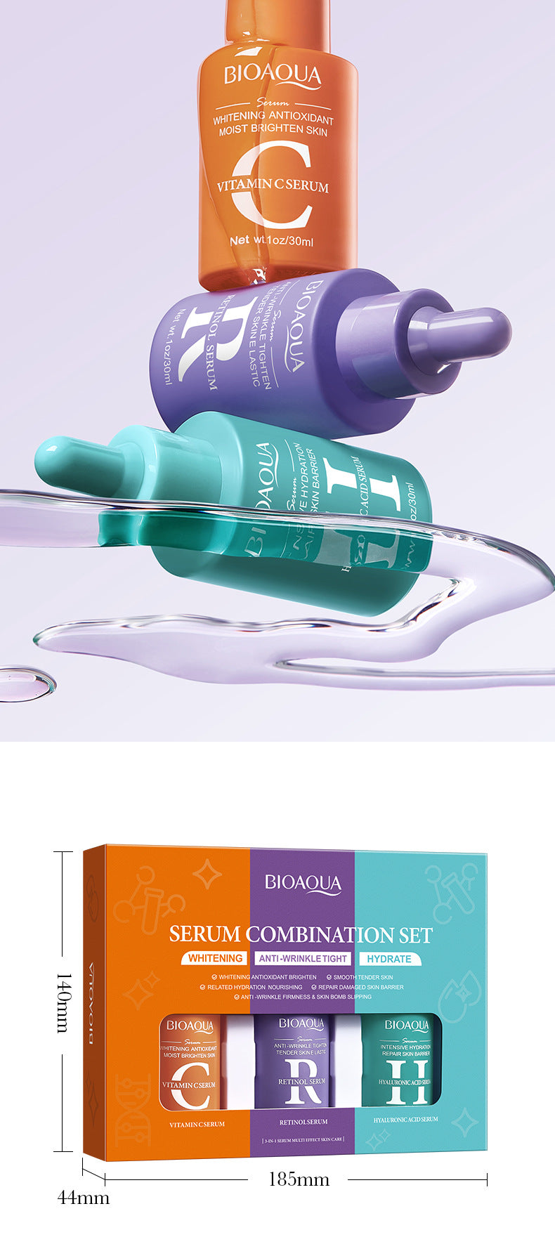 Essence Three-Piece Set90ml BIOAOUA Hydrating and Moisturizing Skincare Set  Wholesale