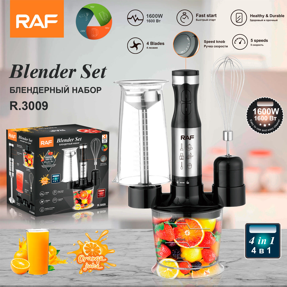 RAF European Standard Multi-Functional 4-in-1 Cooking Stick Baby Food Electric Stirring Stick Cooking Machine Juicing and Cutting Vegetables
