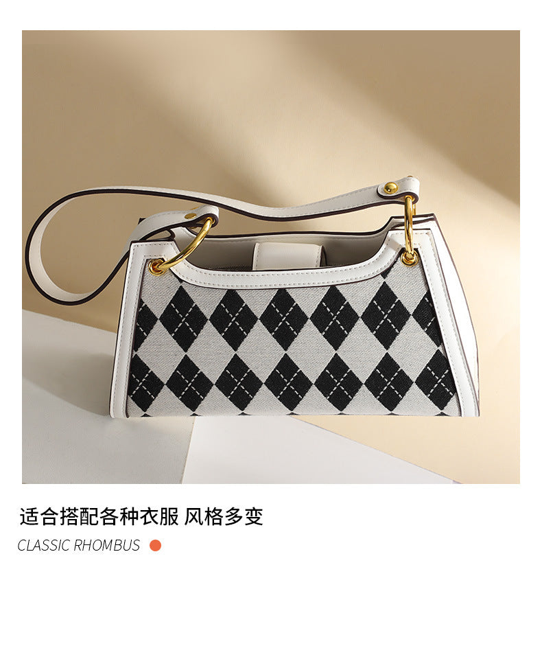 Women's Fashion Trendy New Color-Block Plaid Bag Personality Stylish Crossbody Bag Simple Shoulder Bag