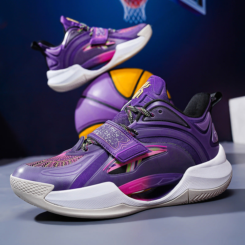 Plus Size Trendy Fashion Mesh Breathable Sports Shoes Youth Training Combat High Elastic Wear-Resistant Basketball Shoes