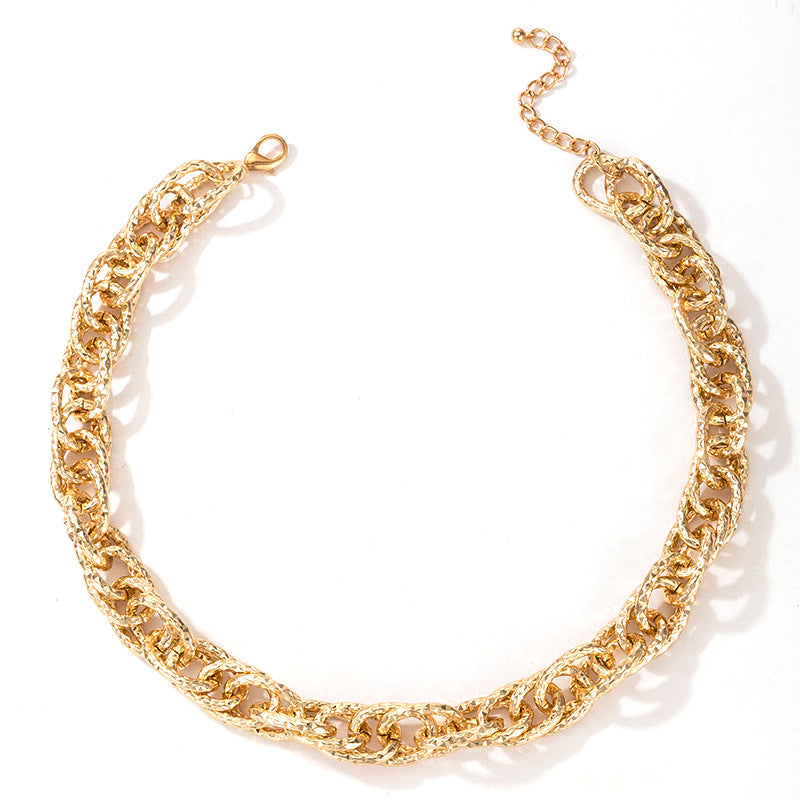 European and American Ornament Fashion Hip-Hop Short Thick Chain Geometric Necklace Metal Exaggerated Necklace