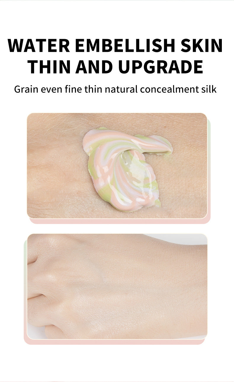 Three-Color Rainbow Isolation Cream Natural Brightening Isolation Cream Primer Bird Drool Spiral Three-Color Primer