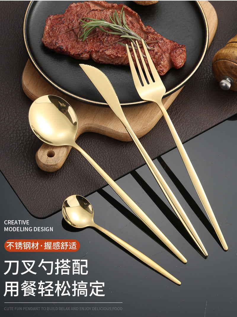 Stainless Steel Cutlery Knife Fork Spoon1010Four-piece Portuguese Western Steak Knife, Fork, and Spoon Set24Piece Suit