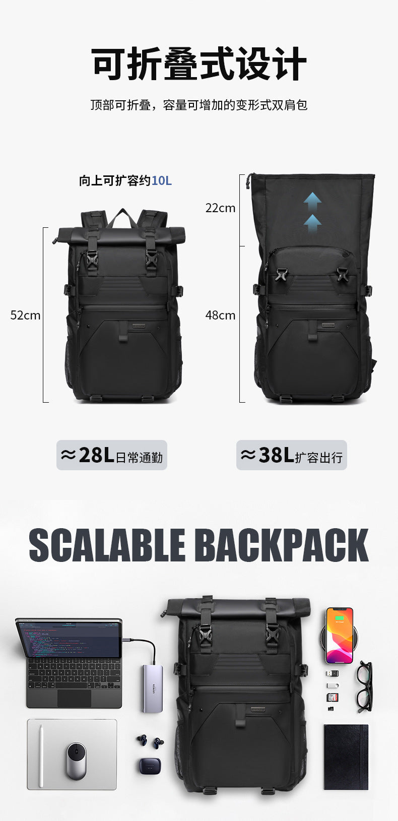 OZUKO Casual Backpack Backpack School Bag Large Capacity Waterproof Computer Bag Unisex Travel Commuting Bag