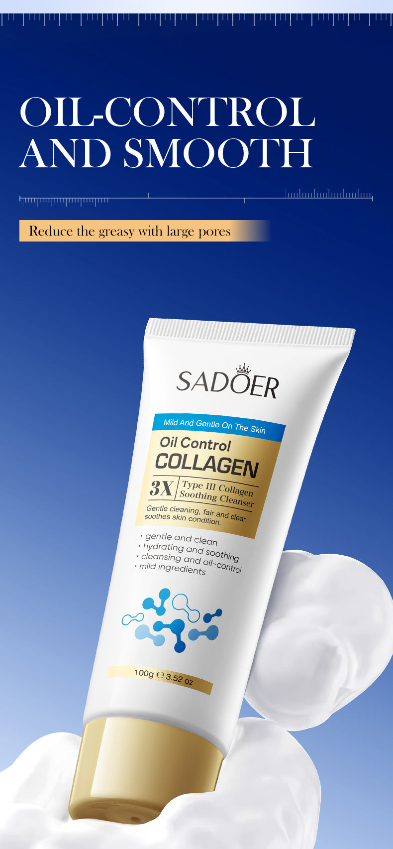 Cross-border Triple Collagen Facial Cleanser100g  Deep Cleansing Facial Cleanser Export Manufacturer Wholesale