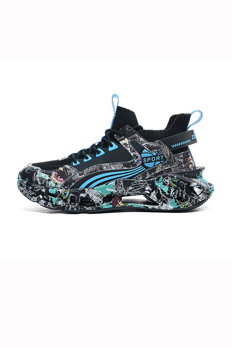 Spring Summer New Style Flyknit Camouflage Blade Men's Shoes Fashion Casual Sports Shoes Shock Absorption Height Increasing Dad Versatile Trendy Shoes